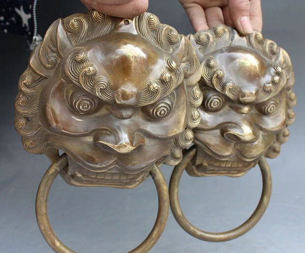 WBY 809 +++++ 8 &quotКитайский дракон из латуни Fu Foo собака ограда голова льва маска