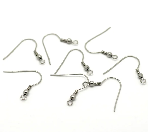 

100pcs Women Earring Components Earring Findings DIY Stainless steel Earring Hooks Ear Hooks For Jewelry 18mm