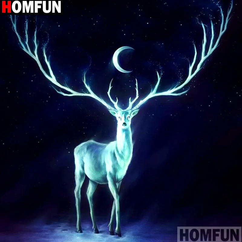 Алмазная живопись HOMFUN мультяшный олень полноразмерная/круглая вышивка