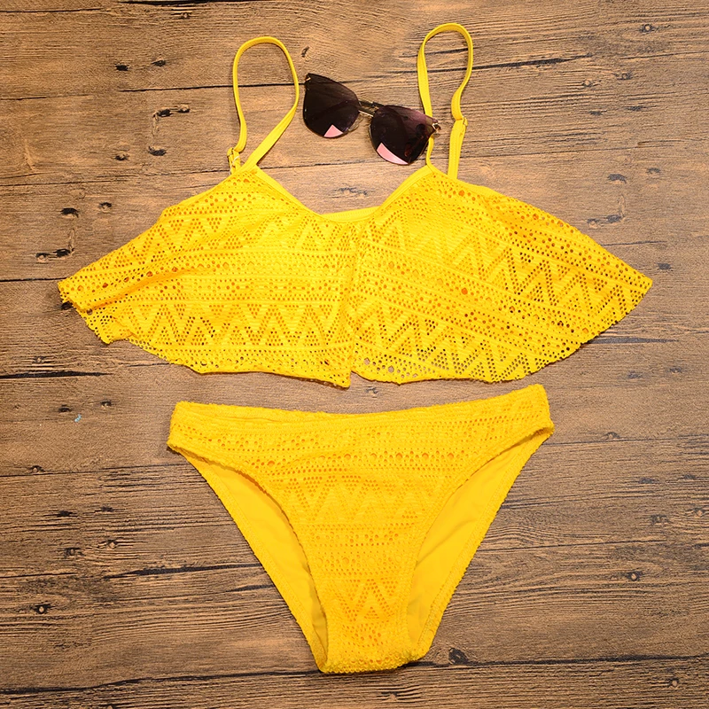 ECCP Lace Bikini Set 2018 Sexy Low Waist Women Swimsuit Halter Brazilian Swimwear Female Beach Bathing Suit Biquini |