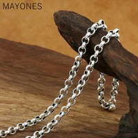 5mm thick 100 real pure 925 sterling silver necklace for pendant men thick long chain men gift thai silver retro chain
