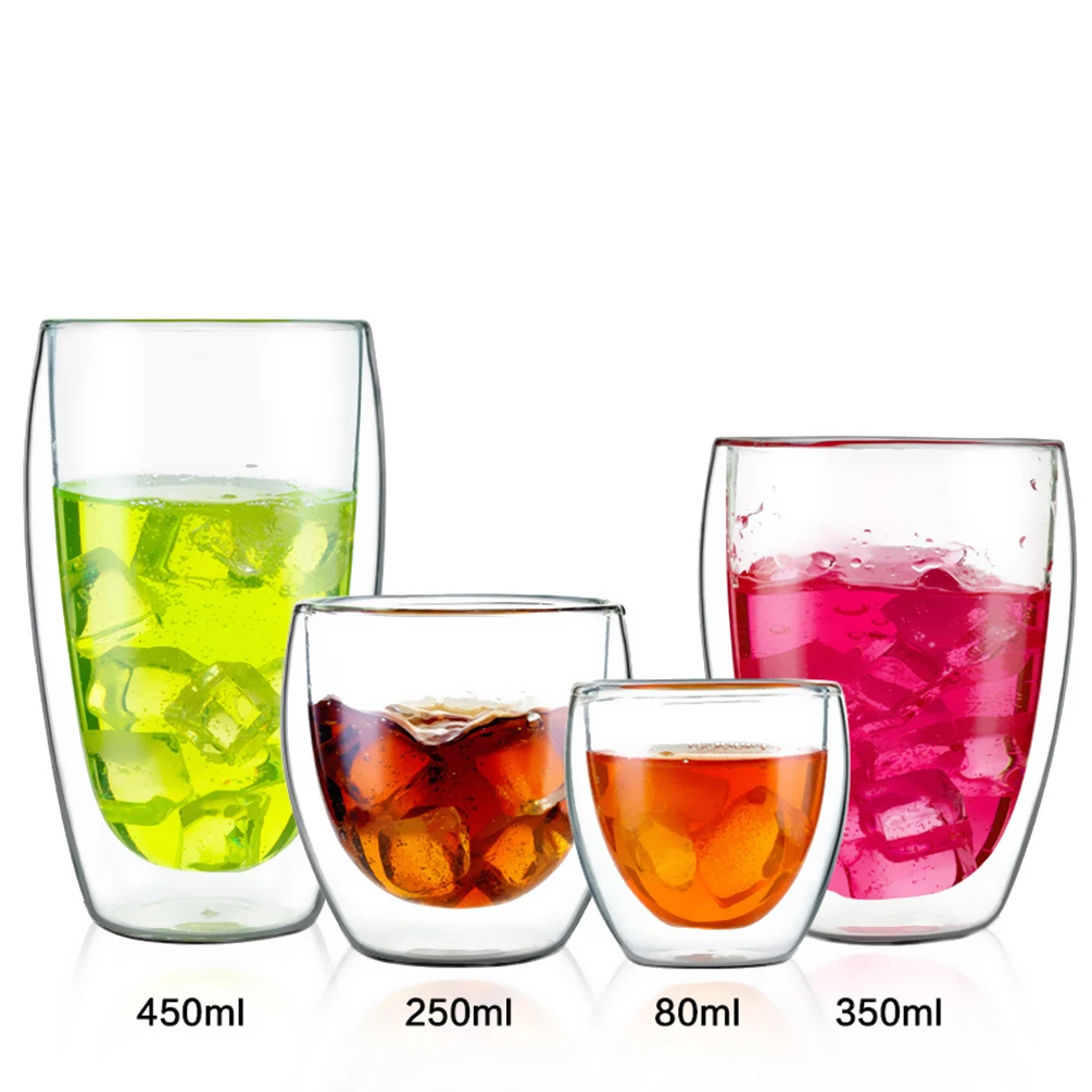 350ML Double-wall Insulation Glass Cup Heat-resistant Mug Drinkwear Handmade Coffee for Tea and Beverages |