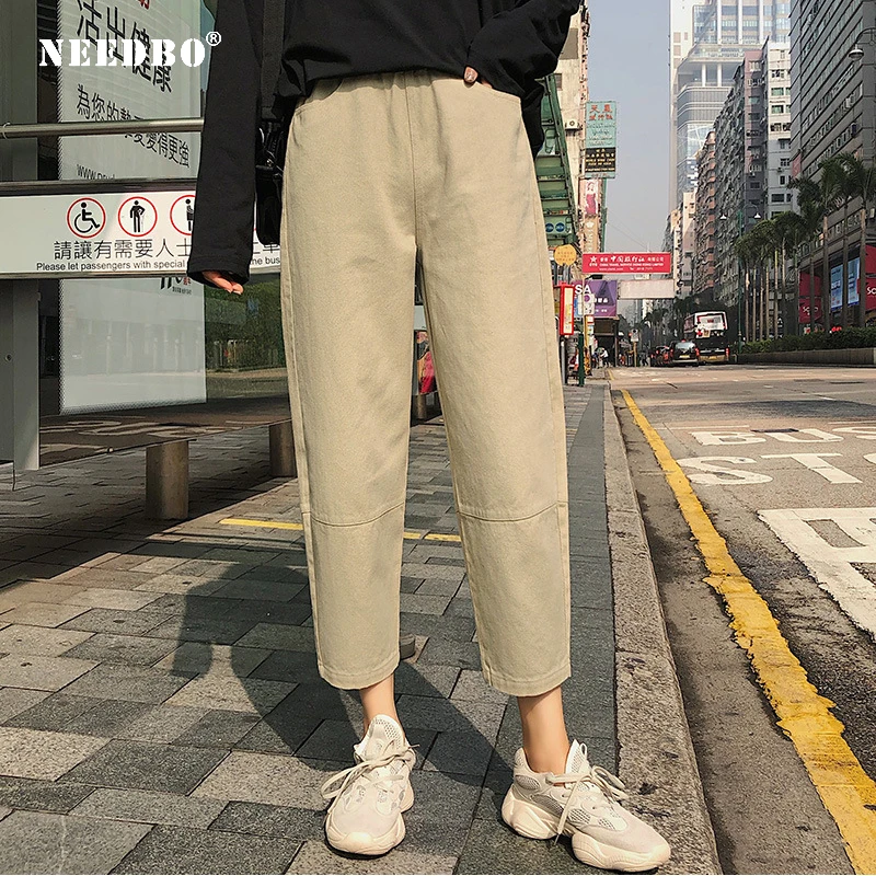 

NEEDBO Women Pants 2020 Cargo Pants Women Casual Khaki Black Harem Pants Women Plus Size Female Loose Women Trousers Summer