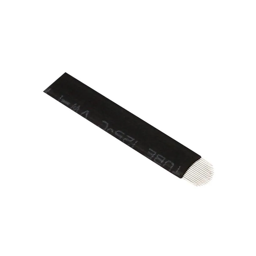 100 шт. иглы для микроблейдинга Flex 15U/16U/18U черный 0,20 мм лезвие для ручка для микроблейдинга Перманентный макияж инструменты для татуировок