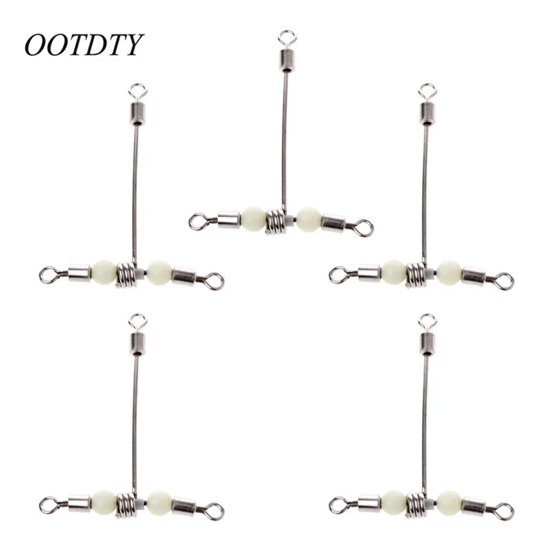 OOTDTY 5 шт. 3 светящиеся Т-образные поперечные Вертлюги с жемчужными бусинами рыболовные Вертлюги Fshhooks Рыбалка Vonnector - Цвет: L