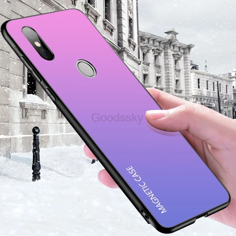 Тонкий магнитный беспроводной Чехол для зарядного устройства для Xiaomi mi 9 mi x 2S тонкий противоударный чехол для внешнего аккумулятора градиентная крышка из закаленного стекла