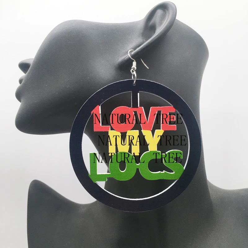 Бесплатная доставка! Деревянные серьги с надписью I love my Locs|Серьги-подвески| |
