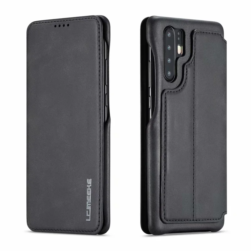 Черный Роскошный кожаный магнитный флип-чехол для huawei p20 lite, чехол-кошелек со слотом для карт, подставка, чехол-книжка для huawei p20 p30 pro, чехол - Цвет: Черный