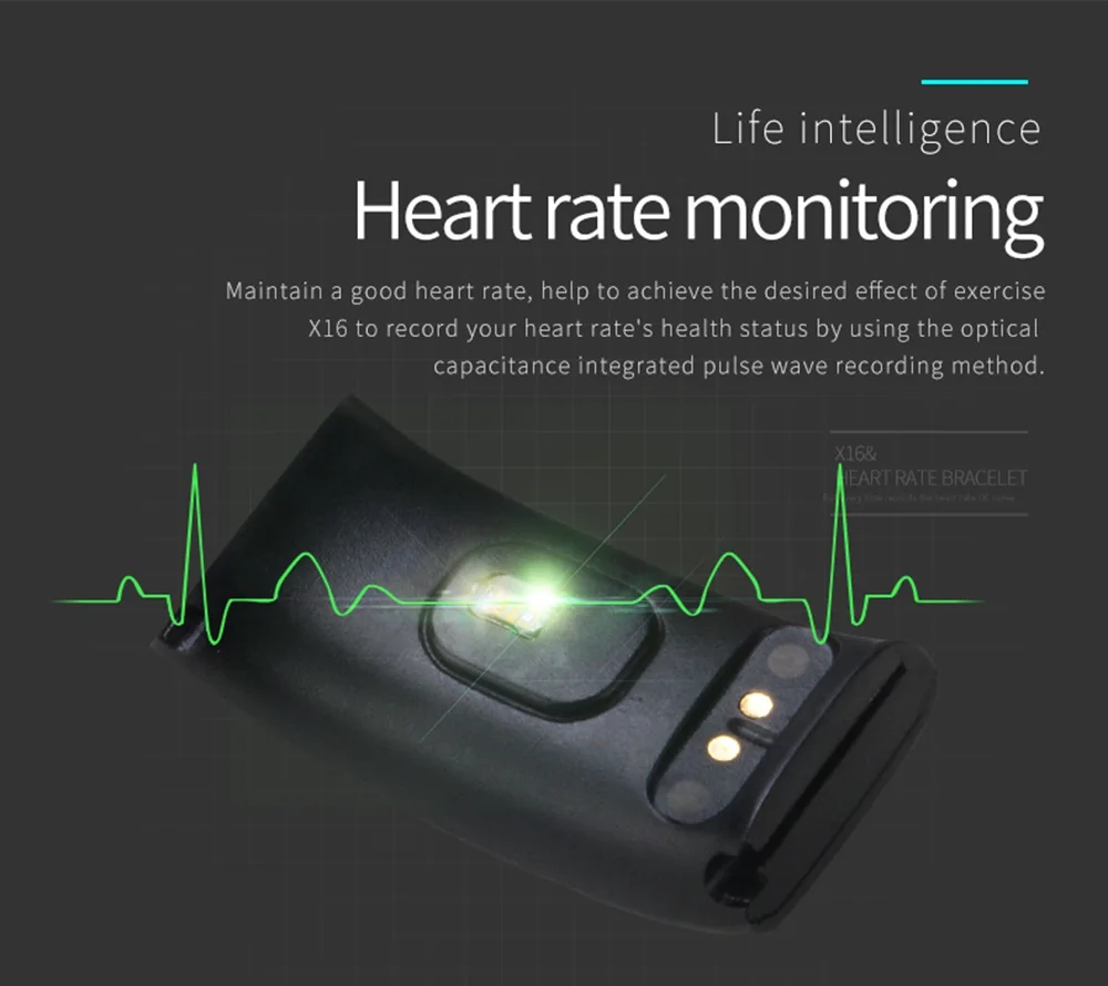 X16 Умный Браслет Heart Rate Monitor IP67 Водонепроницаемые Часы Шагомер Для iOS Android Мужчины