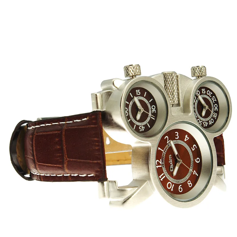 Мужские часы OULM 1167 Модные Дизайнерские повседневные кварцевые с кожаным