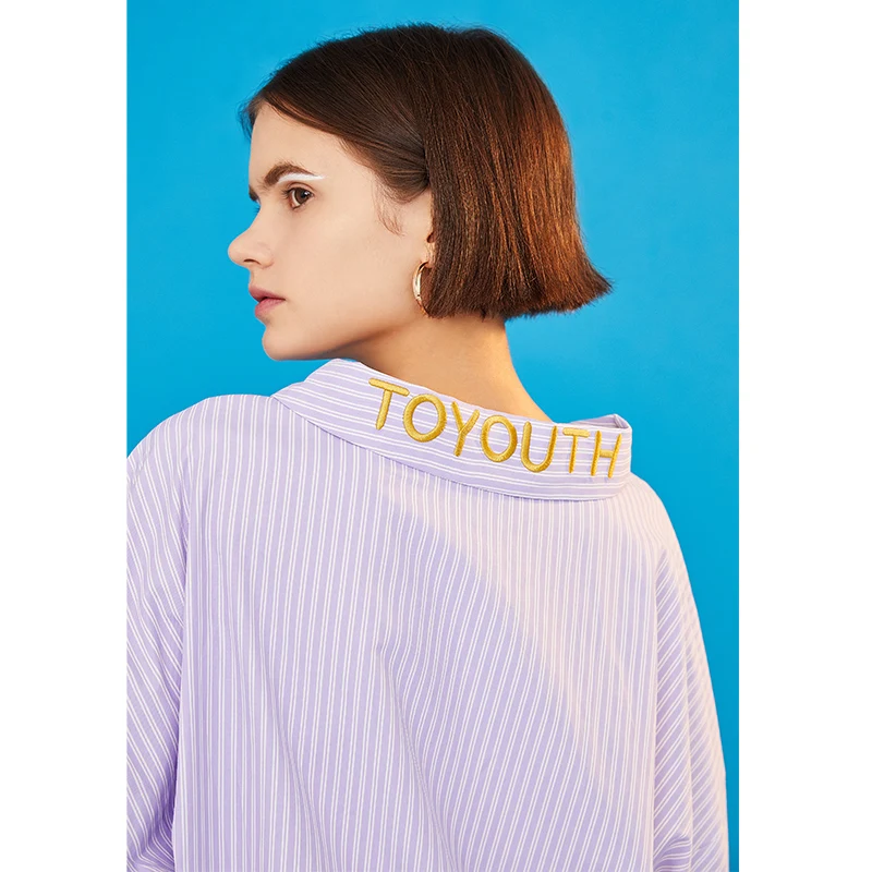 Toyouth, полосатая блузка, рубашка, блуза с длинным рукавом, v-образный вырез, рубашки, повседневные топы, блузка et Chemisier Femme Blusas Mujer de Moda