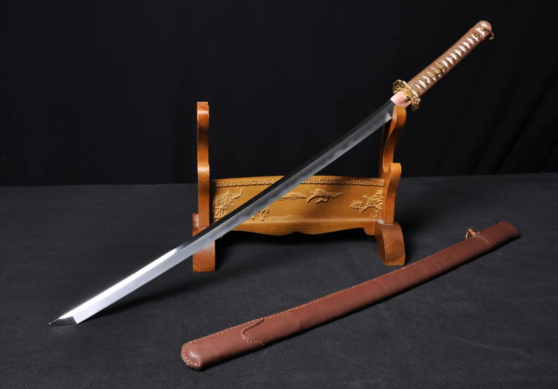 Японский самурайский меч ручной работы пружинная сталь + глина закаленное