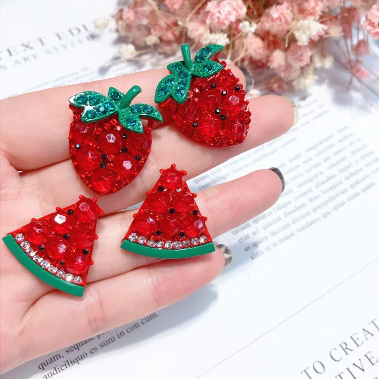 Новая мода арбуз клубника серьги гвоздики фрукты преувеличенные лучший друг