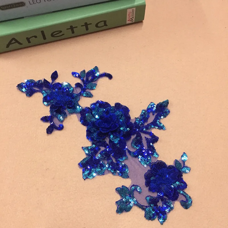 5Pcs evening wedding dress bridal headband Embroidery decorative Sapphire sequins venice lace applique 34X 18cm LA134 | Дом и сад