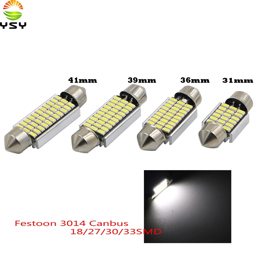 Y 30X гирлянда 31/36/39/41 мм Светодиодная лампа C5W C10W супер яркая 3014 SMD Canbus без ошибок