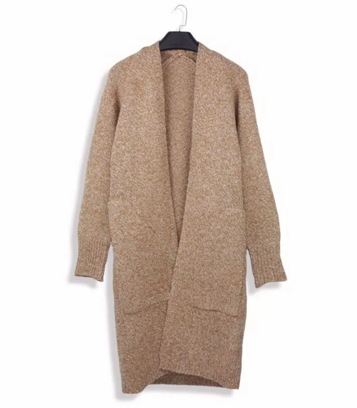 Осенне-зимний женский новый длинный кардиган свитер женская Свободная куртка с