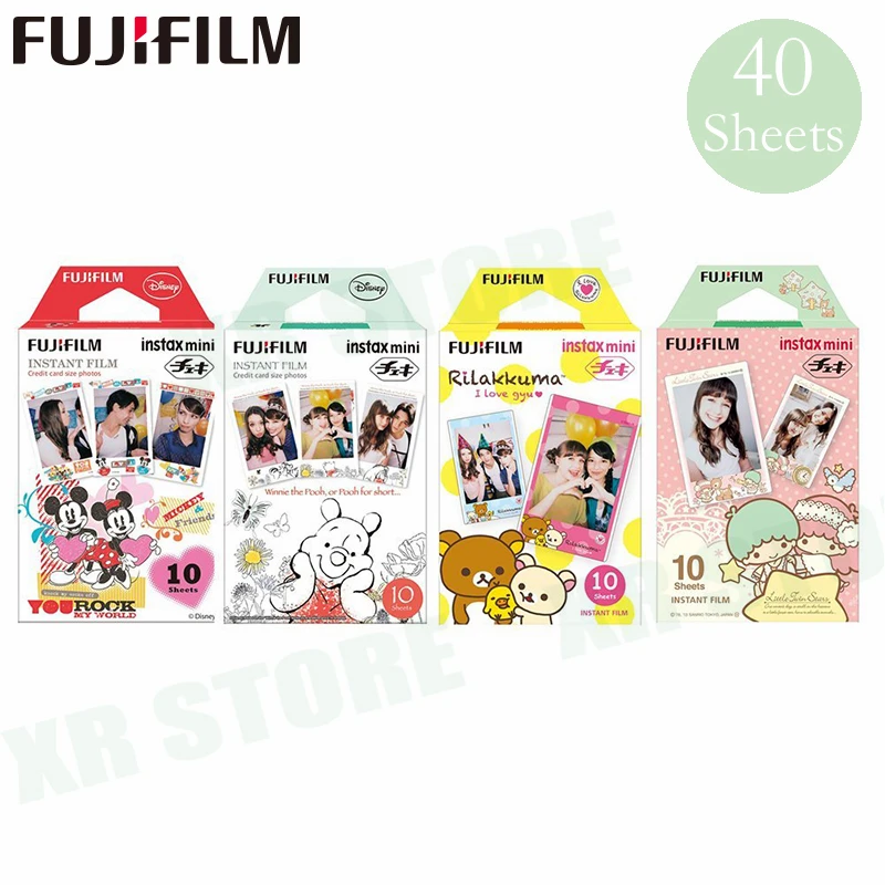 40 Fujifilm Микки+ Винни+ Rilakkuma+ двойная звезда Fuji мгновенная фотобумага для Instax Mini 8 9 пленка 70 7s 50s 50i 90 25 Share SP-1