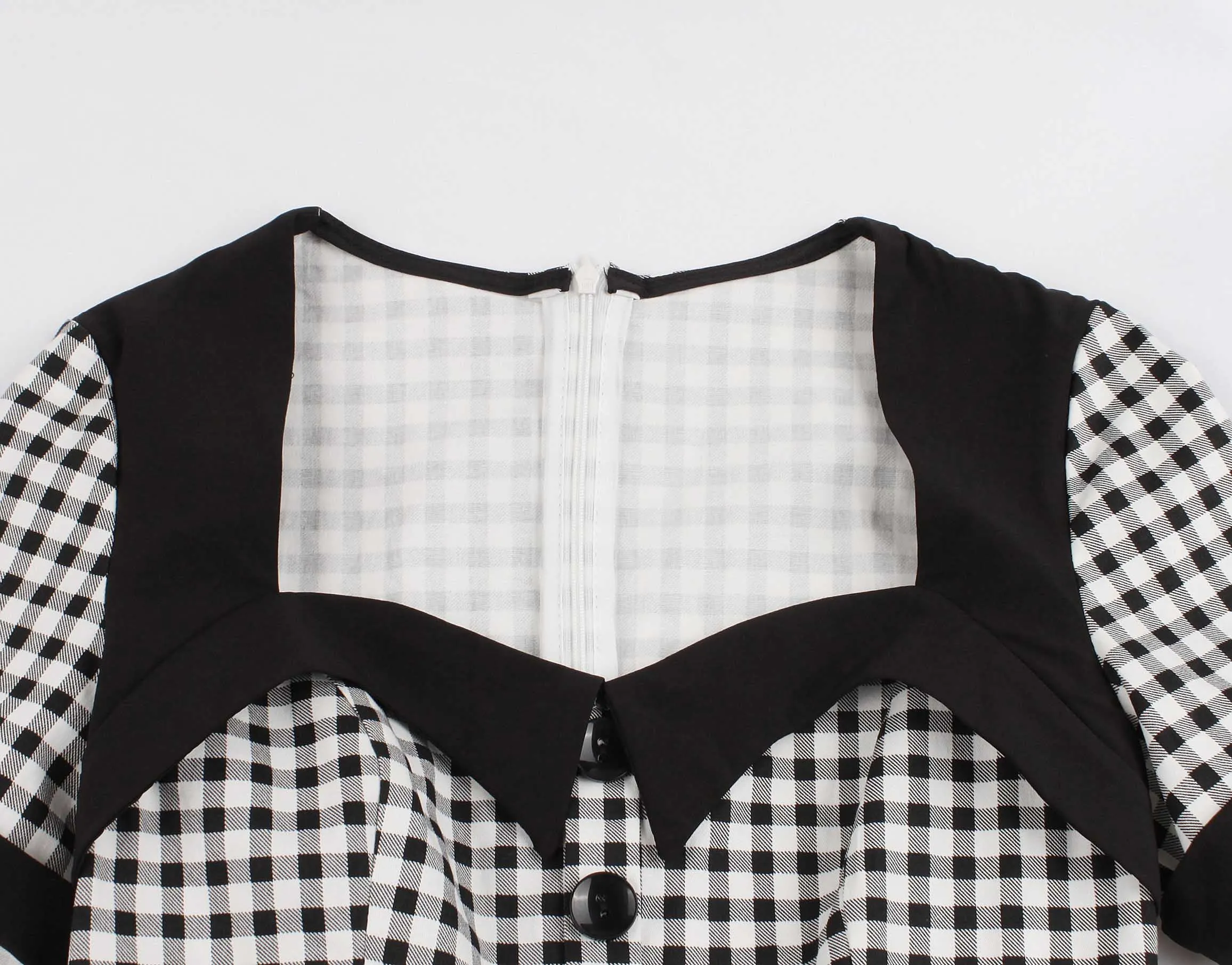 Женское офисное платье с квадратным вырезом черное винтажное в клетку одежда для