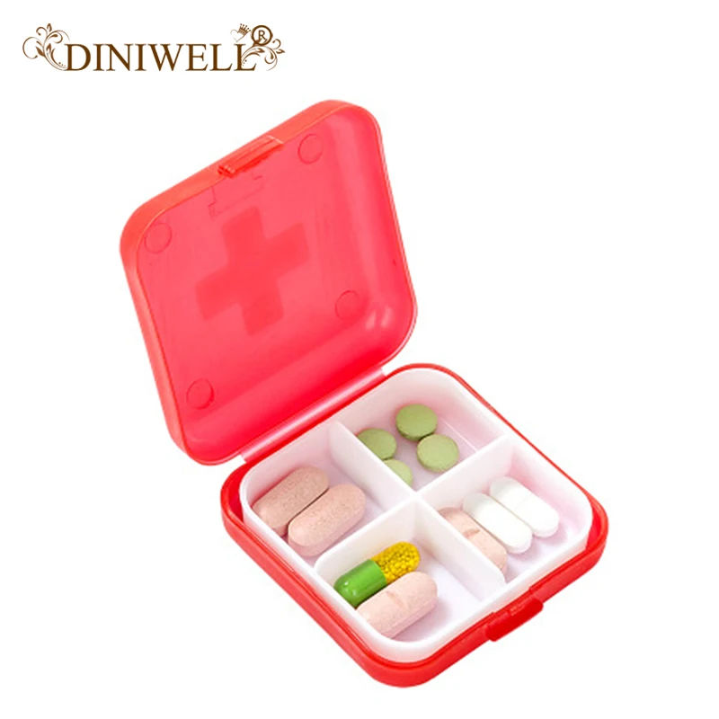 Портативный органайзер для таблеток DINIWELL с 4 отделениями коробка хранения