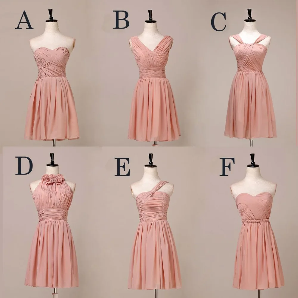 NOBLE WEISS Pink Bridesmaid Dress Knee-Length Chiffon Cheap Pleat Party Prom Dresses Vestido De Festa Casamento Dama Honra | Свадьбы и