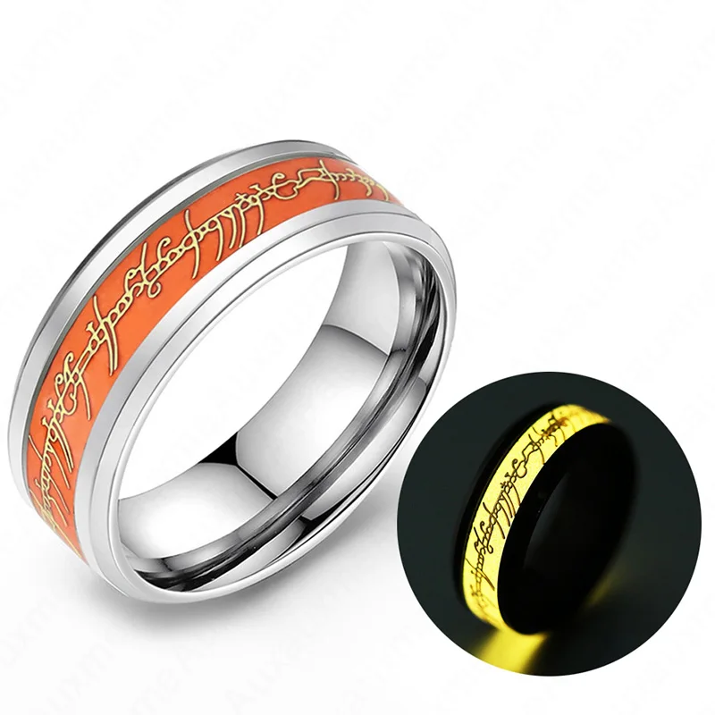 Gold Yellow Auxauxme, 1 шт., светящееся кольцо из нержавеющей стали, 3 цвета, светящееся в темноте мужское кольцо, вечерние ювелирные изделия в стиле панк,, 6-13 - Цвет основного камня: Gold Yellow