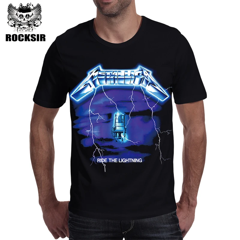 Rocksir 2017 классический дизайн серии Группа Мужская футболка Metallica ездить на молнии