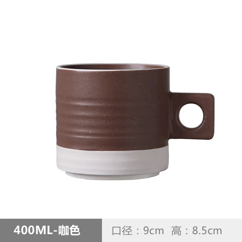 BROWN Креативная керамическая кружка для офиса, дома, кофе, молока, сока, чая, завтрака, черно-белые фарфоровые кружки, роскошный подарок, свадебное украшение 400 мл - Цвет: BROWN