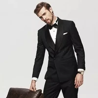 handsome black men suits for wedding suits pants double breasted groom tuxedo prom evening party 2piece slim fit terno masculino