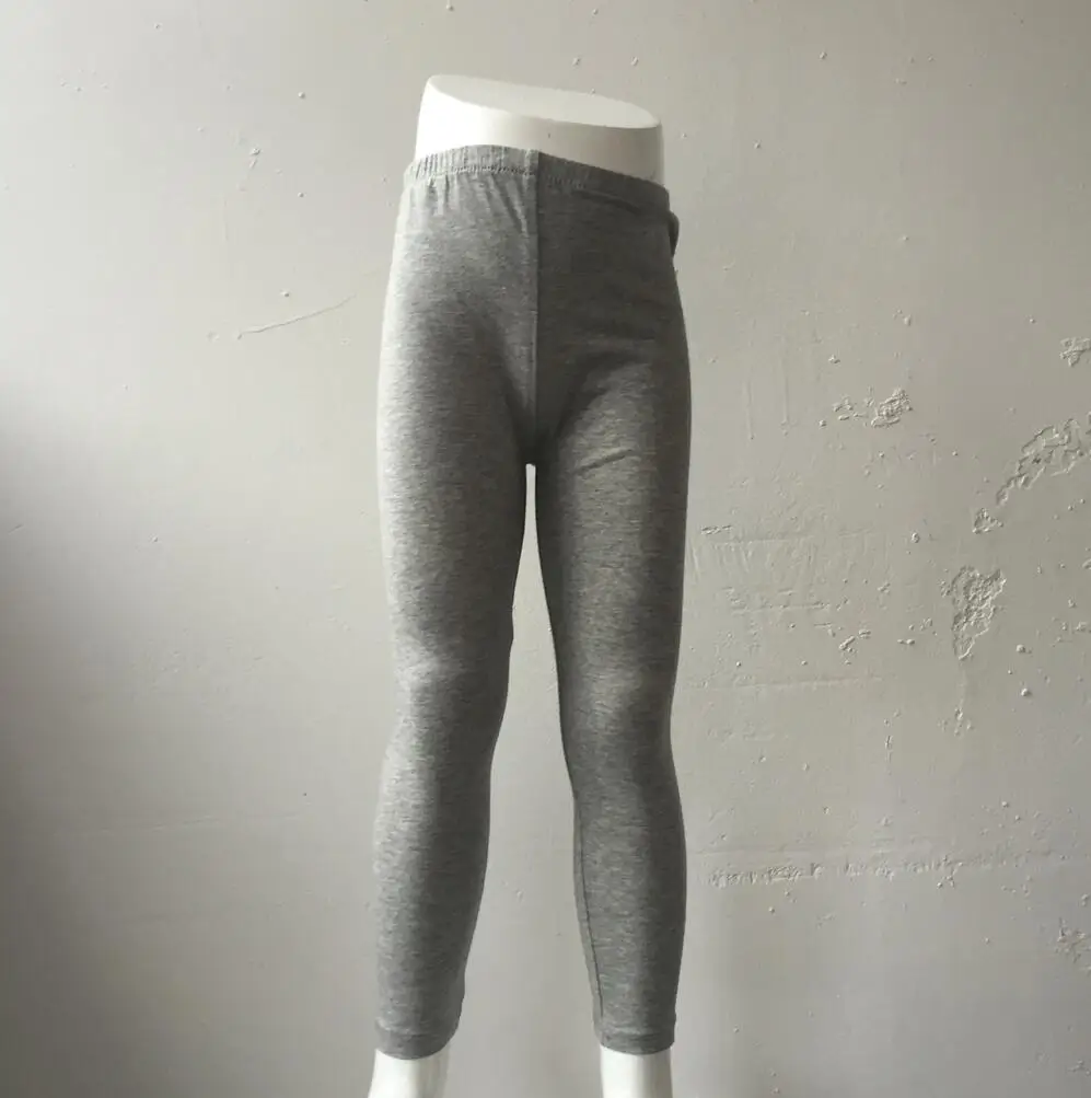 

fall winter kids solid color sport pant children elastic mid waist cotton no ruffle leggings baby girls long pants