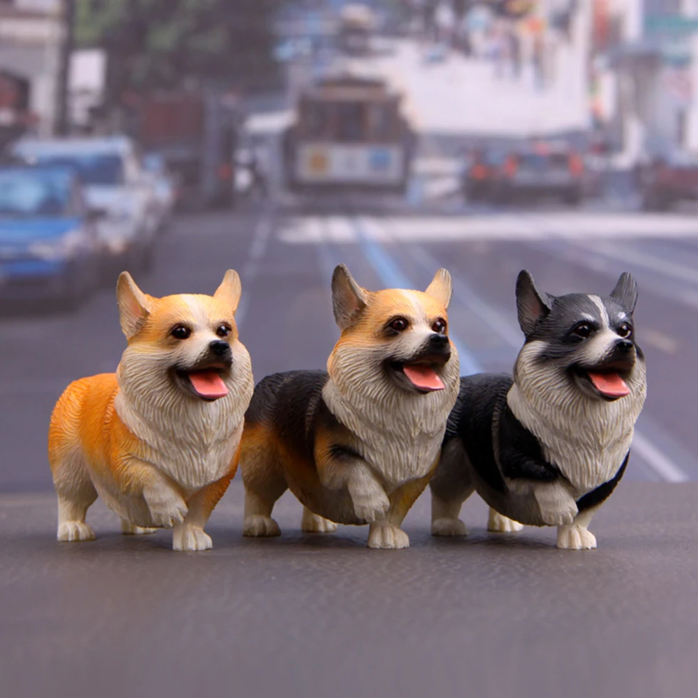 1pc Resin Corgi Model Yellow Garden Home Table Decoration Zakka Corgi Figurine Statue Dog Miniature Yellow