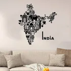 Виниловый дизайн, украшение, карта индии, индуизм, слон, символы, плакат, настенная роспись, Современные стикеры, декор XL18