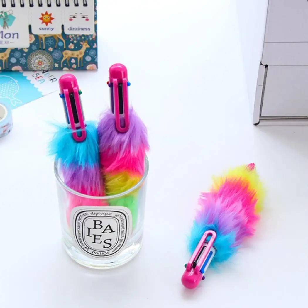 Креативная 6 цветов пластиковая Студенческая канцелярская плюшевая шариковая