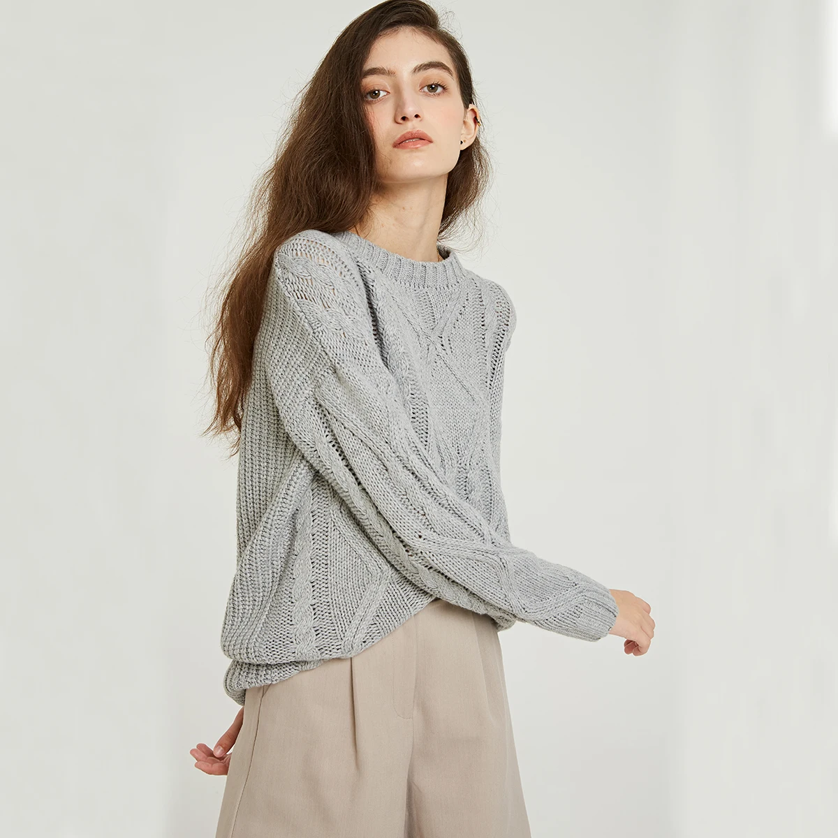 Свитера база мастхэв Wixra Твердые теплые О-образный вырез горловины Повседневная