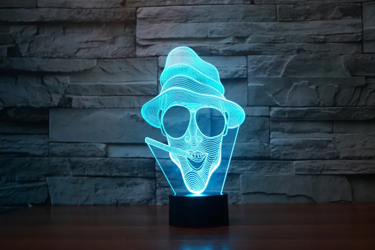 [Seven Neon] стекло и курить человек акрил 7 цветов настольная лампа 3D лампа Новинка светодиодный ночник Миллениум Сокол свет