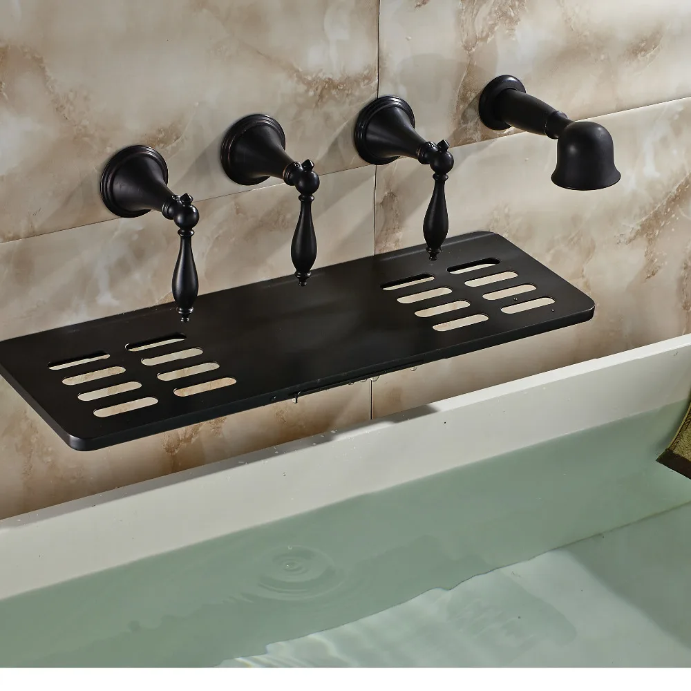 Масло втирают Бронзовый Настенный Ванная комната ванна кран Водопад Носик