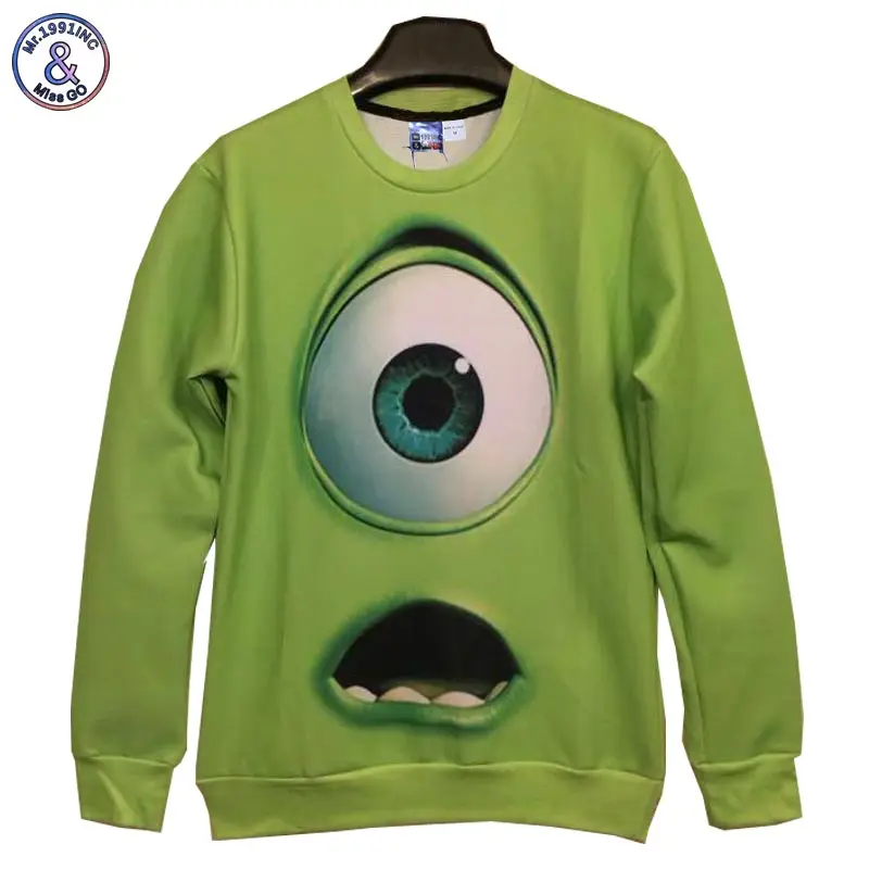 2017 luxury New Autumn winter Fashion Men/Women's 3D Hoodies High quality Lovely big eyes print casual tops Green color | Мужская
