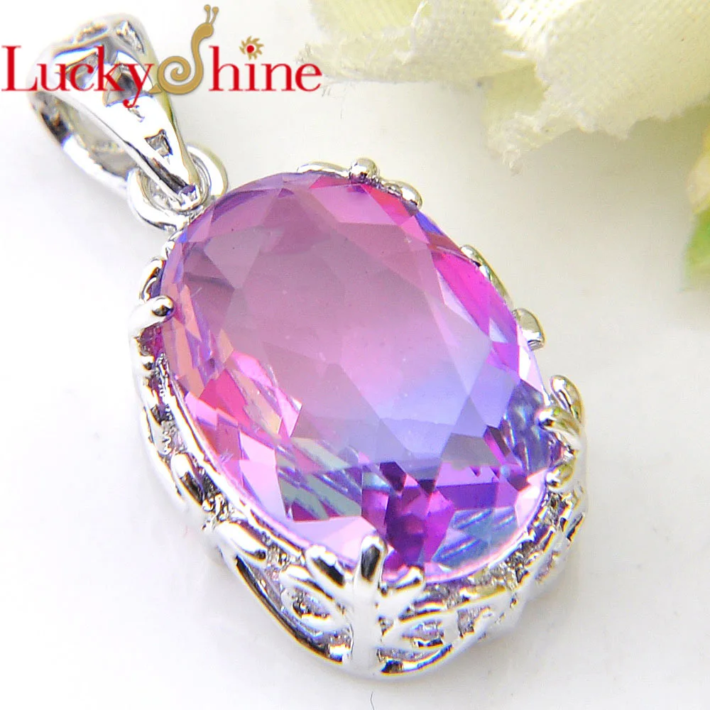 Luckyshine женская серебряная подвеска с фиолетовым градиентом турмалиновым