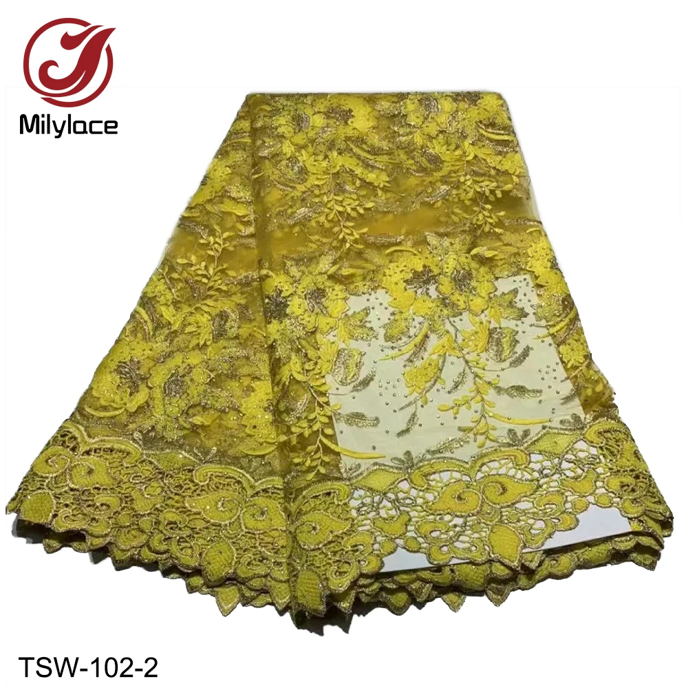 Miliylace новейший дизайн африканская Кружевная Ткань 5 ярдов в партии stoens royalblue