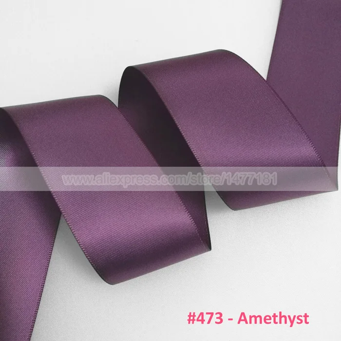 473 Amethyst 25 ярдов) высокое качество " 5 см 50 мм Двусторонняя атласная лента полиэстер двухсторонняя ленты для свадебного украшения ремесла - Цвет: 473 Amethyst