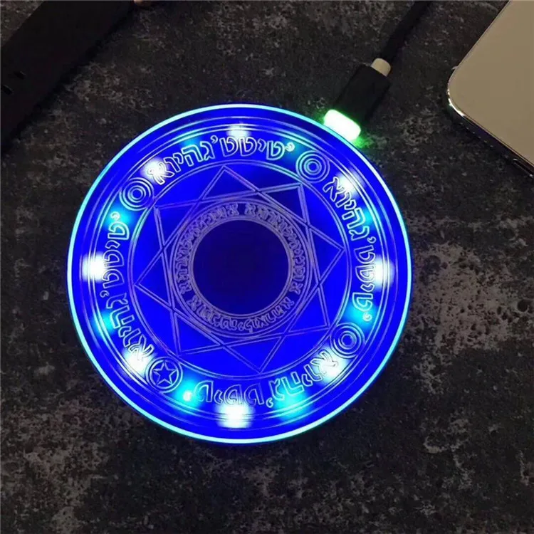 Blue Универсальное беспроводное зарядное устройство Magic Circle Qi, беспроводное быстрое зарядное устройство для iPhone X XS 8 7 samsung Xiaomi Redmi huawei Honor - Тип штекера: Blue