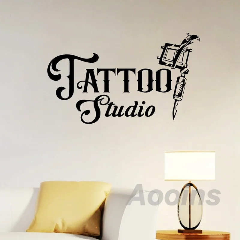 Тату студия настенные наклейки Декор Бизнес логотип знак виниловая