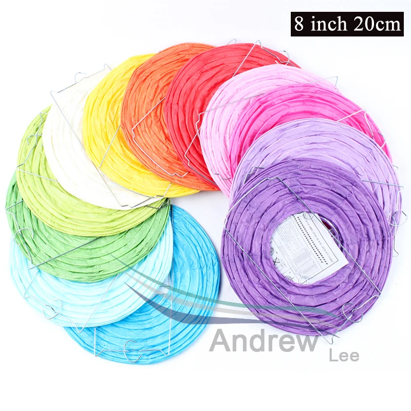 Новинка!(10 шт./лот) 8 дюймов (20 см) разноцветные Круглые бумажные фонарики