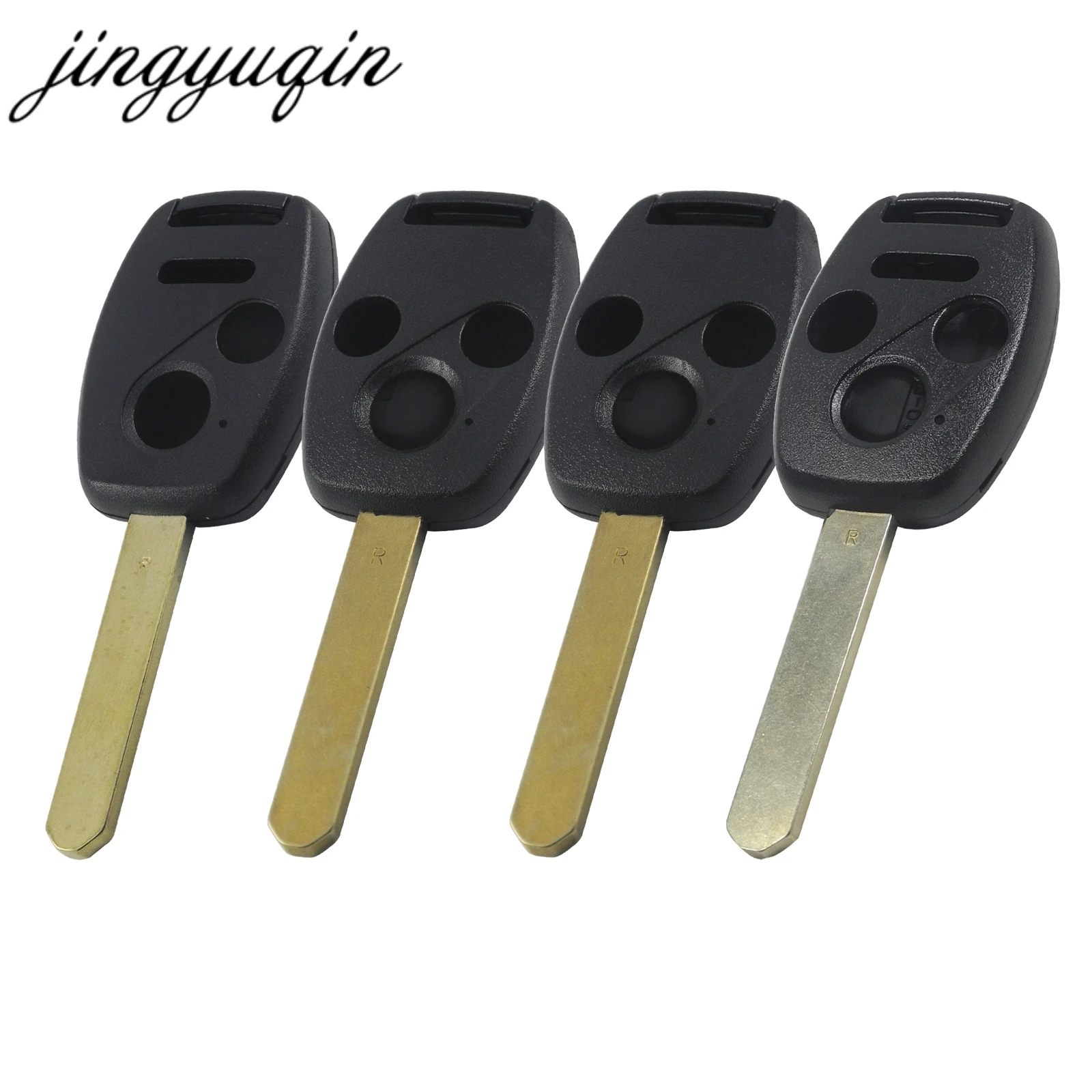 Jingyuqin-funda de llave sin cortar para coche, carcasa de mando a distancia, 2/3/4 botones, para HONDA, nuevo ajuste CRV CIVIC, 10 unids/lote