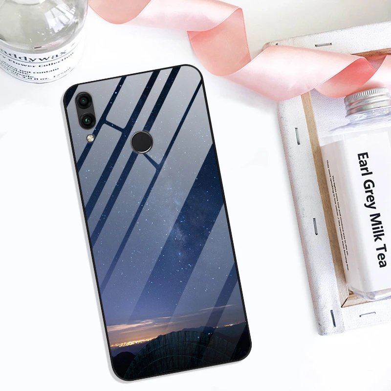 Чехол из закаленного стекла для Huawei Honor 8C силиконовый бампер жесткая стеклянная