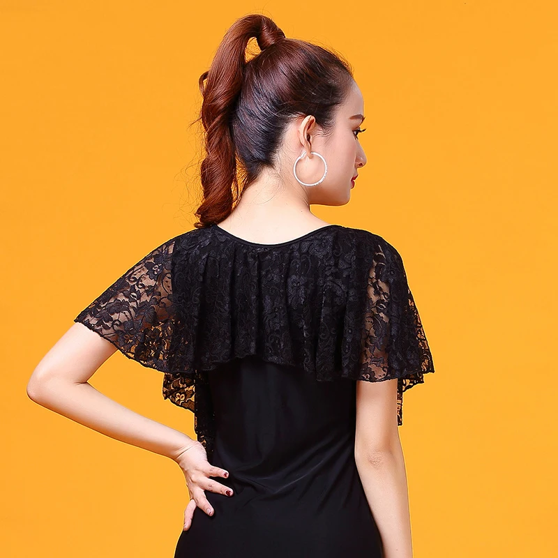 

New Arrival Ballroom Latin Dance Costume Female Adult V Neck Short Sleeve Dance Costume Women Cha Cha Rumba Dance Tops DL2383