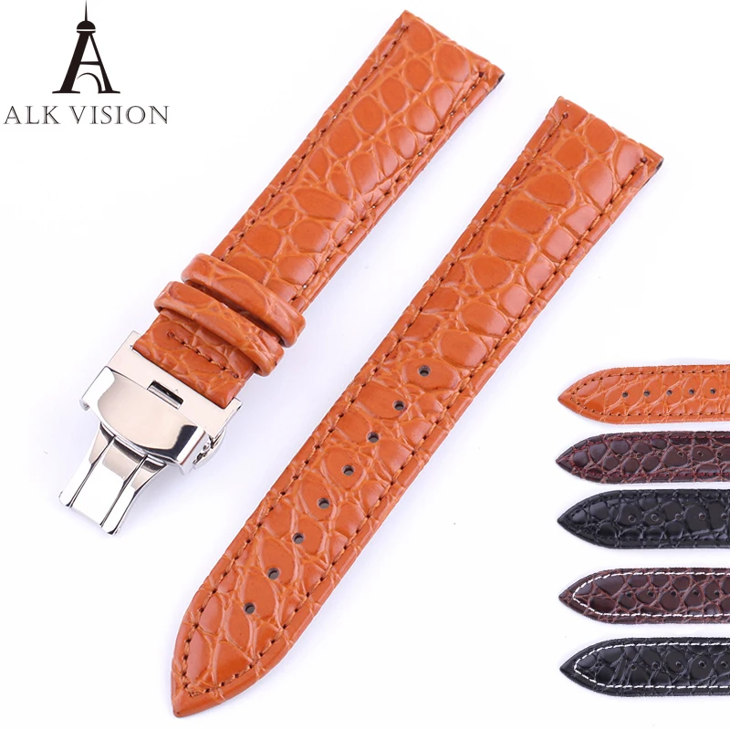 ALK кожаный ремешок для наручных часов браслет бабочка Раскладывающаяся застежка