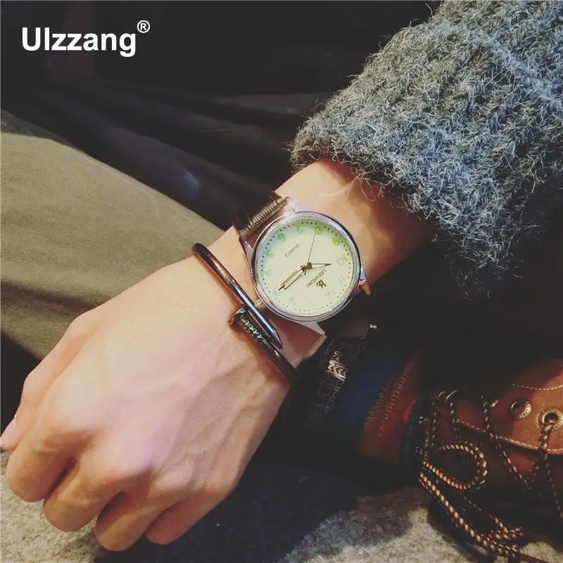 Черные модные 100% новое поступление кожаные Волшебные кварцевые наручные часы