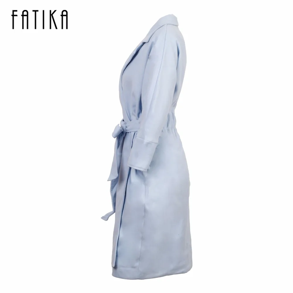 FATIKA 2017 зимнее пальто женское широкий нагрудный ремень карман шерсть оверсайз