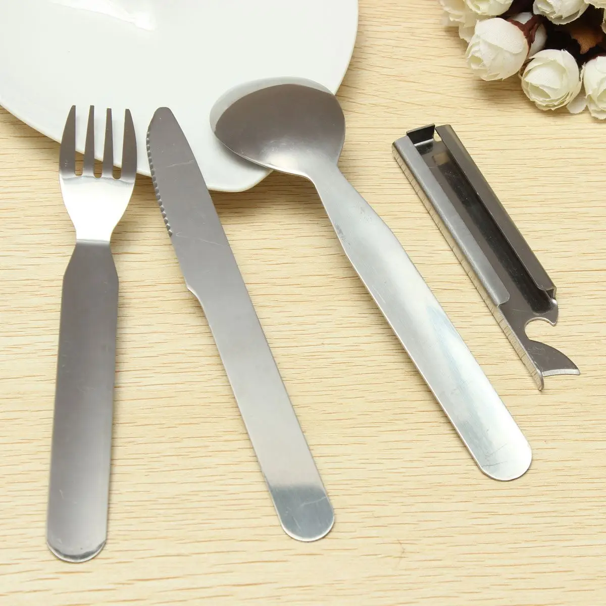 4 шт./компл. портативная посуда для пикника из нержавеющей стали ложка вилка нож