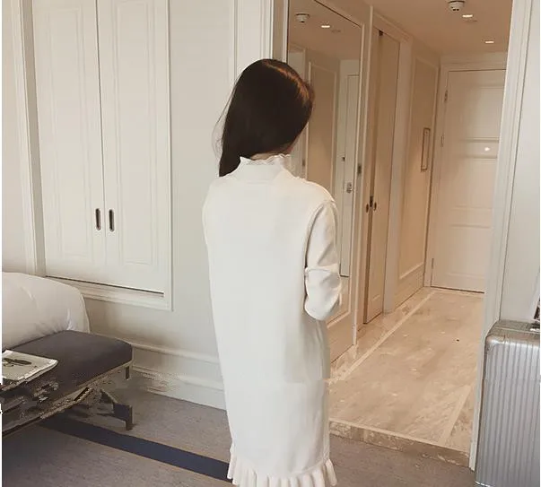 Clobee 2017 осенне зимнее кружевное лоскутное платье с воротником мандарин для